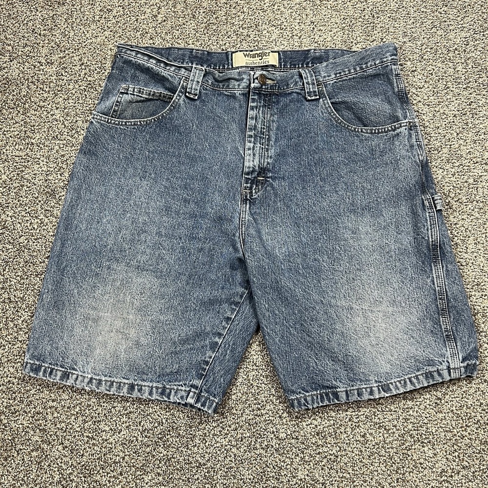Wrangler Denim Shorts Mens 38 Blue Carpenter Straight 10" Baggy Utility Pocket